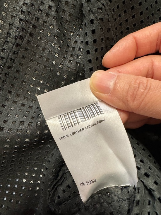 Marc Cain Black Perforated Leather Blazer Jacket Size Small - Picture 5 of 12